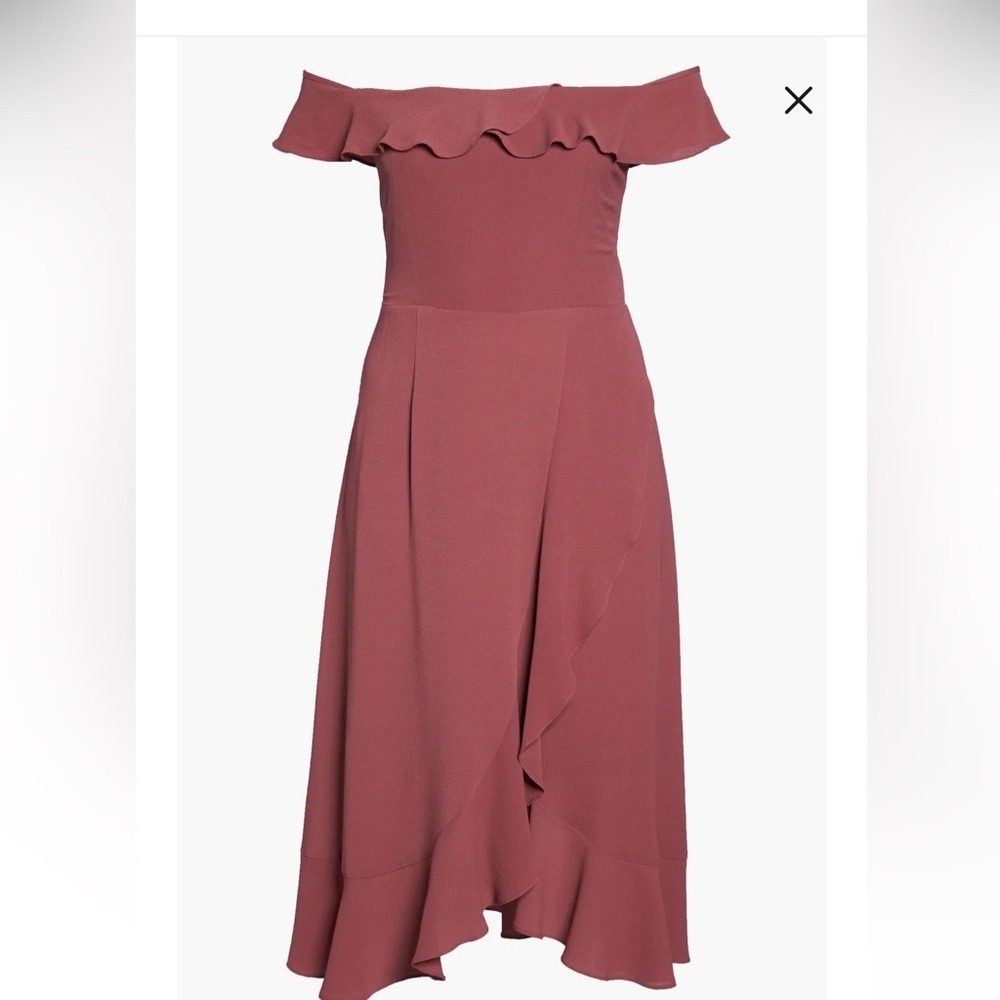 City Chic Dusty Rose Off Shoulder Midi Dress 16W Wedding Guest Bridesmaid - Picture 5 of 6
